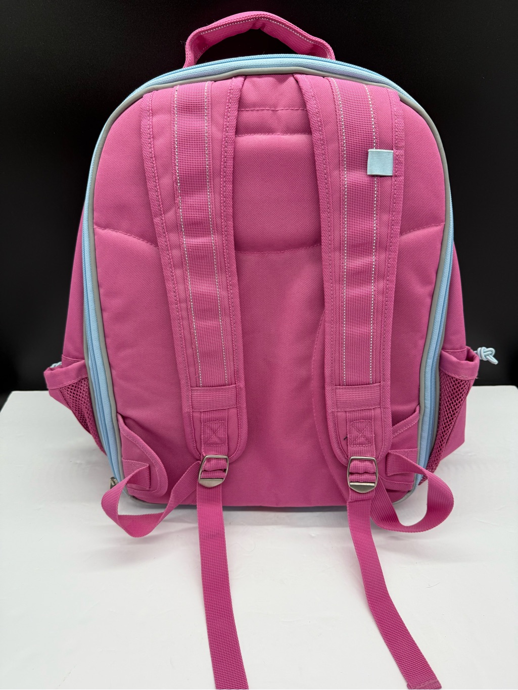 Pottery Barn Kids Pink Backpack With Light Blue Trim- Like New — image 2 of 8